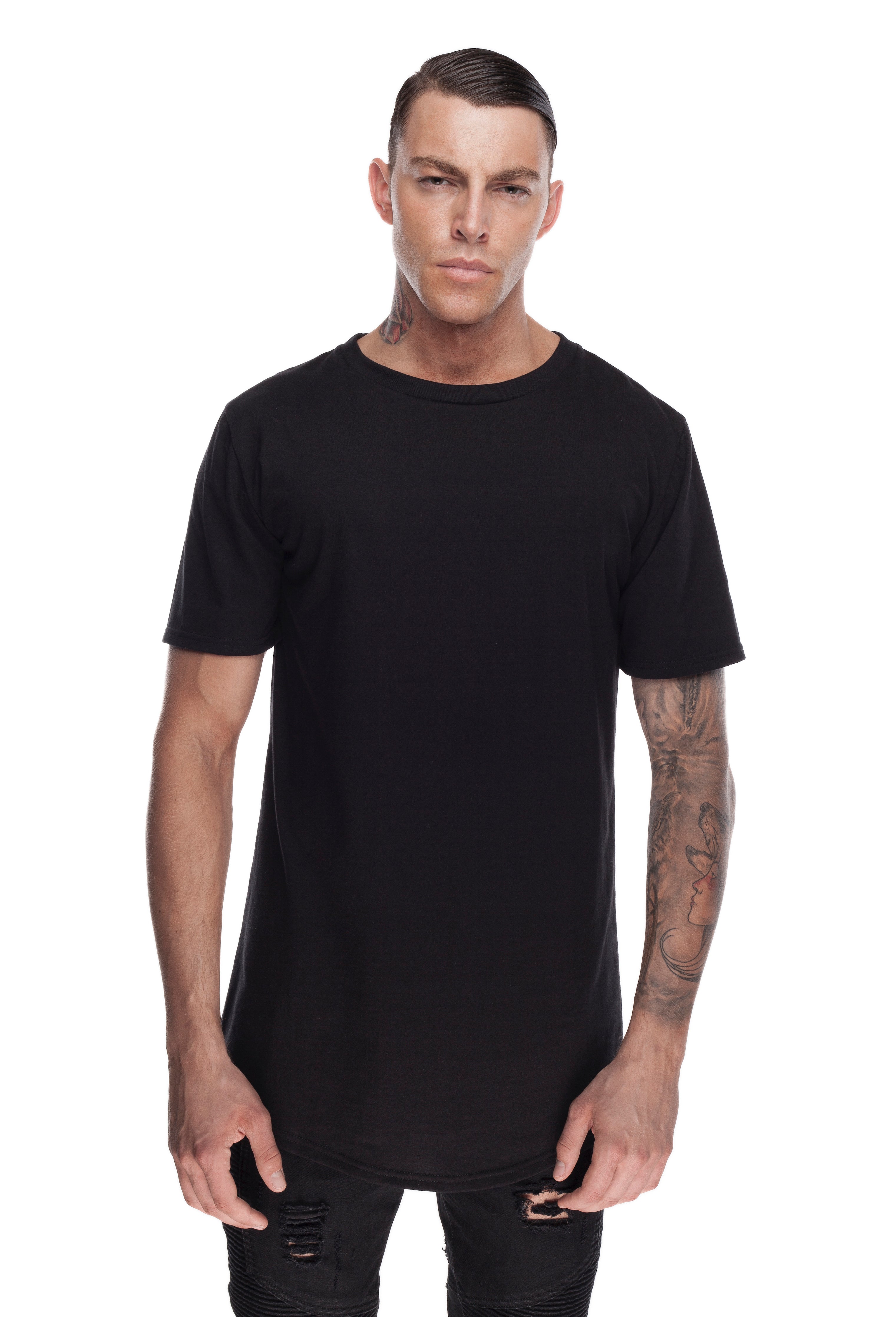 SCOOPED T-SHIRT BLACK