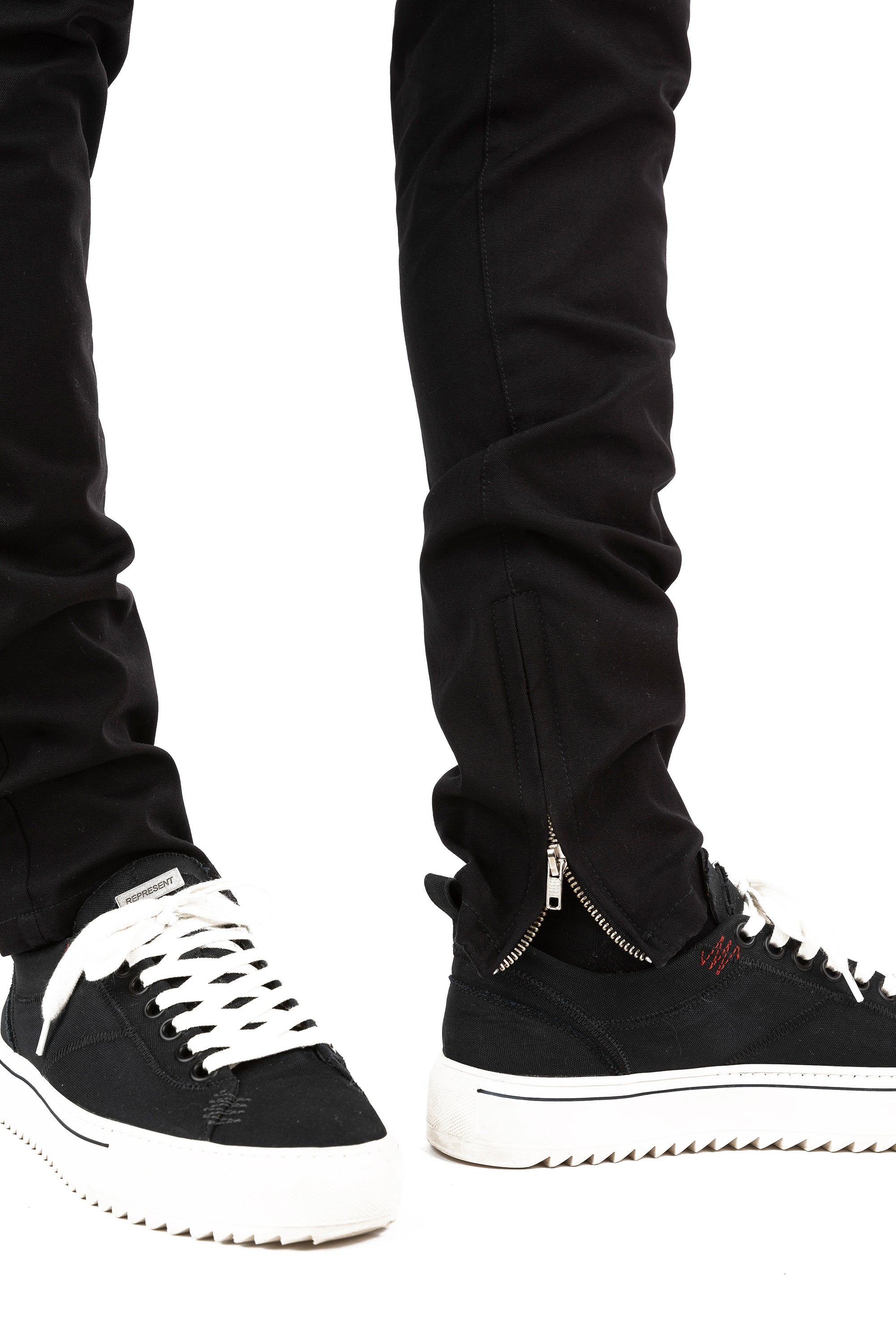 SLIM FIT COTTON PANTS - BLACK