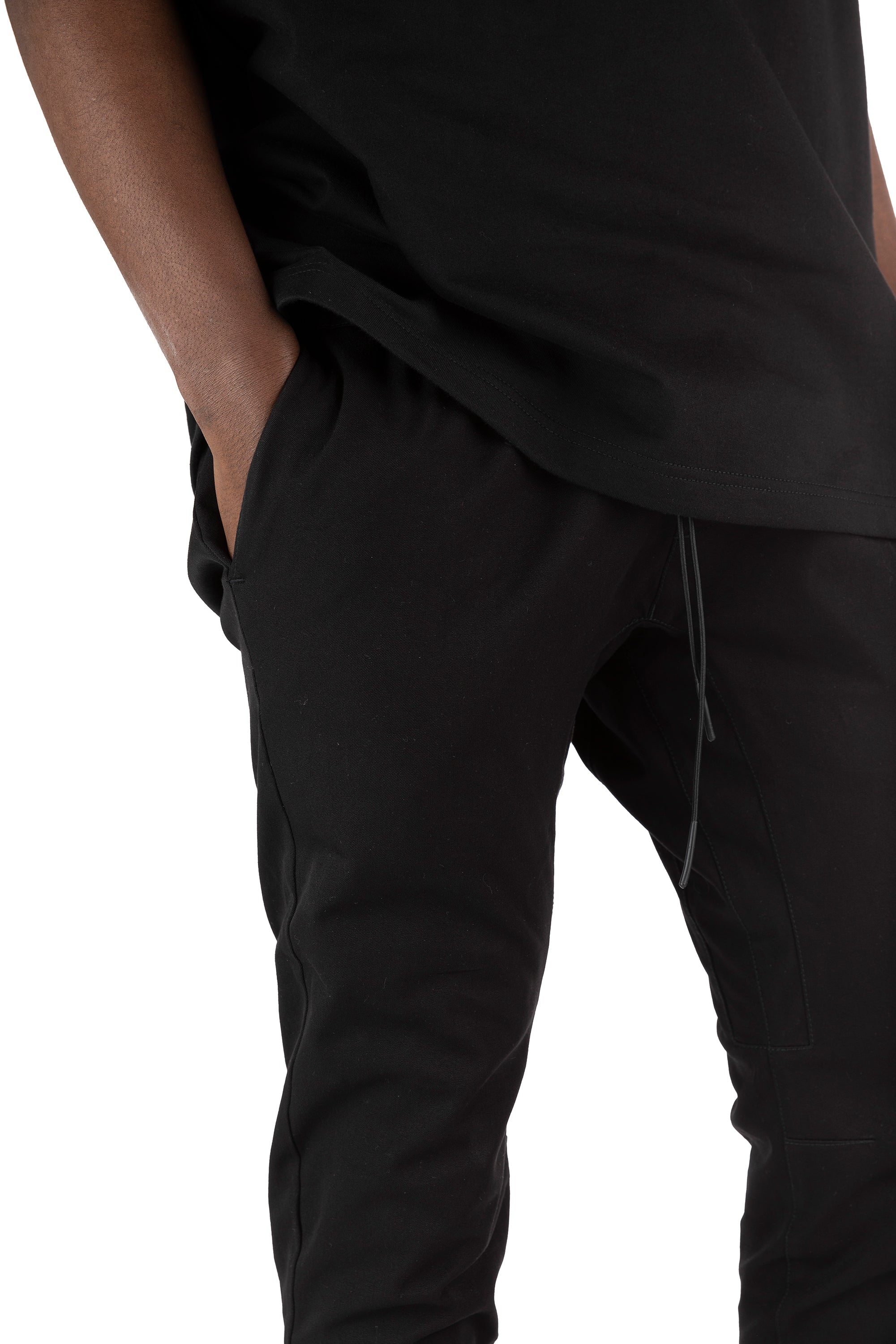 SLIM FIT COTTON PANTS - BLACK