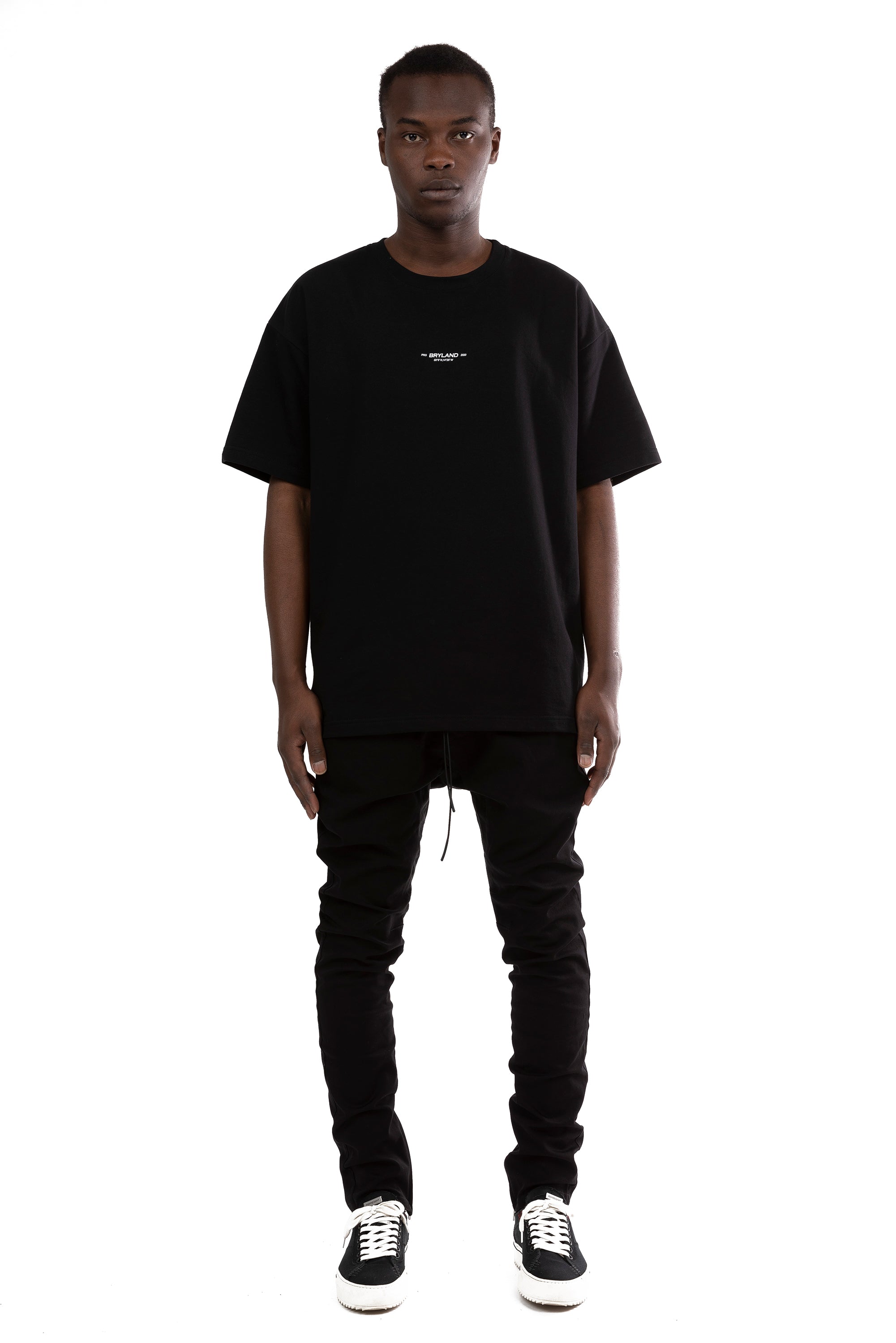 SLIM FIT COTTON PANTS - BLACK