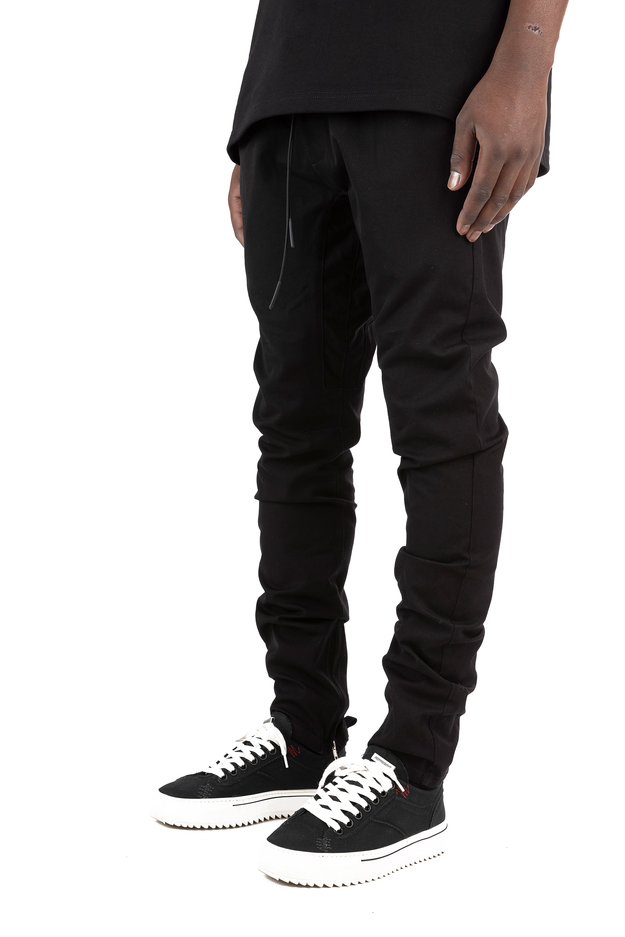 SLIM FIT COTTON PANTS - BLACK